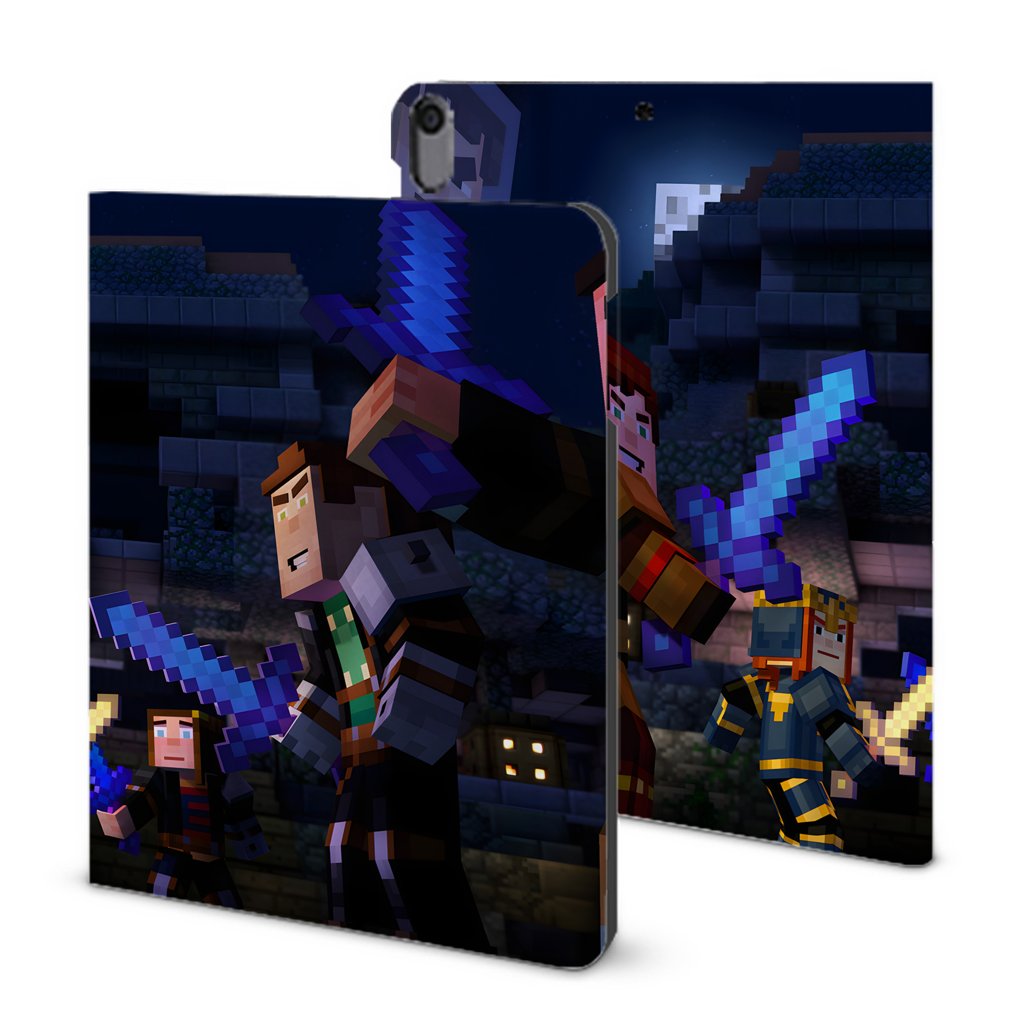 （画像用） マインクラフト ブロックの世界 Minecraft MC Block world IPad ケース ブック型 PUレザー TPU 耐衝撃 軽量 薄型 ペン収納なし 全面保護 IPad 各モデル対応